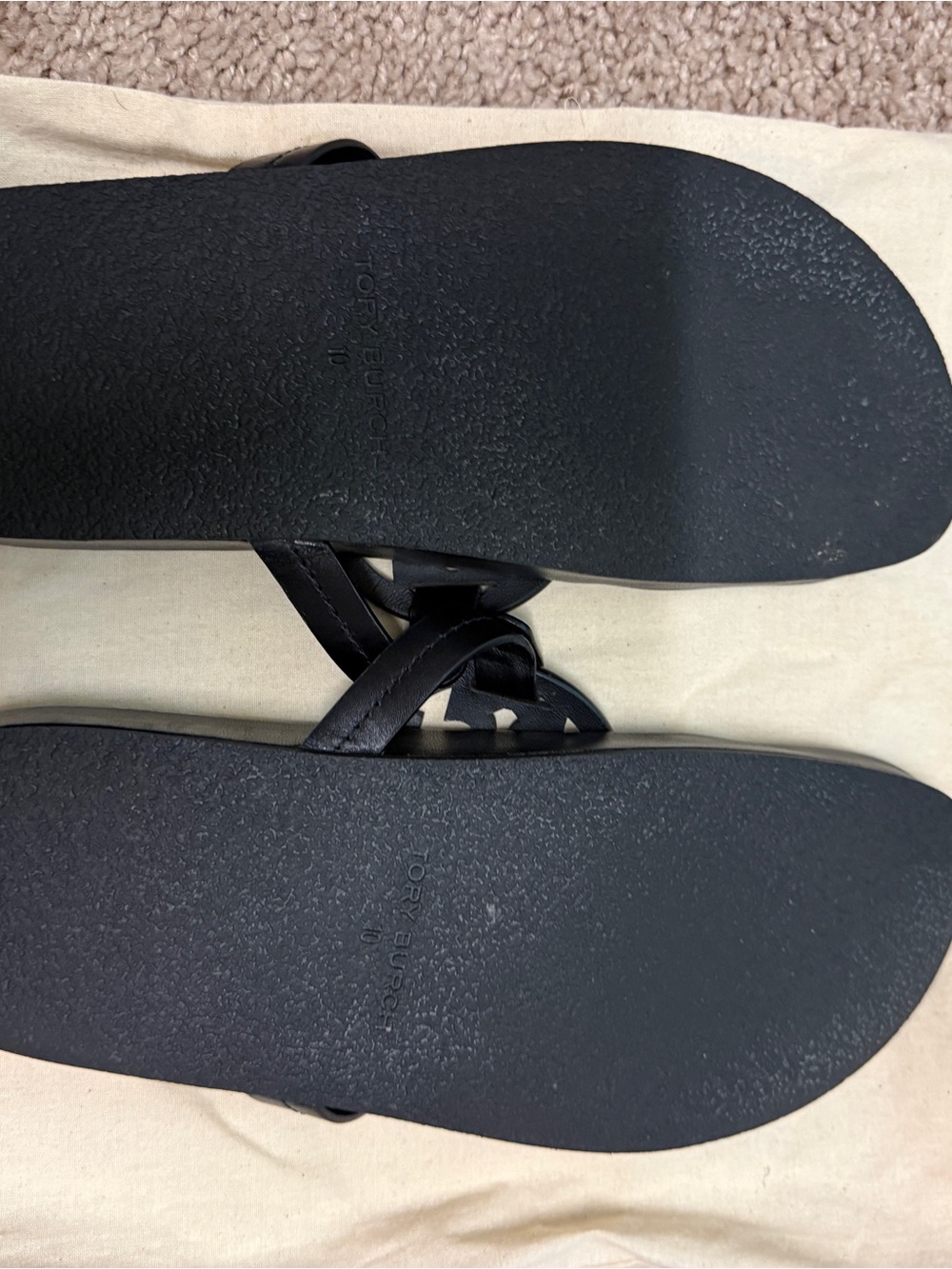 Tory Burch Black Logo Cutout Miller Sandals - Picture 2 of 2